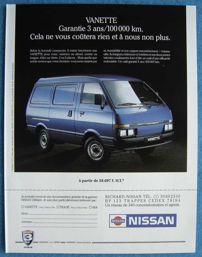 Nissan Vanette Ebro doccasion Plus que 2 exemplaires à 70