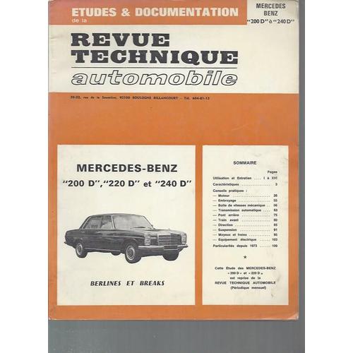 Revue Technique Automobile Études et Documentation de La Mercedes