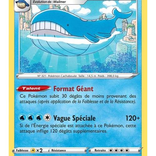 CARTE POKEMON RARE WAILORD REVERSE 40//168 TEMPETE CELESTE SL7 NEUVE VF