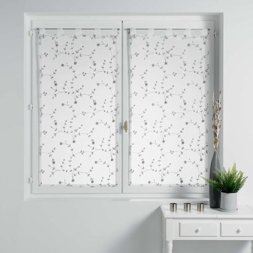 Paire de voilage sablé gris neuf 90x90 Douceur d/'Intérieur
