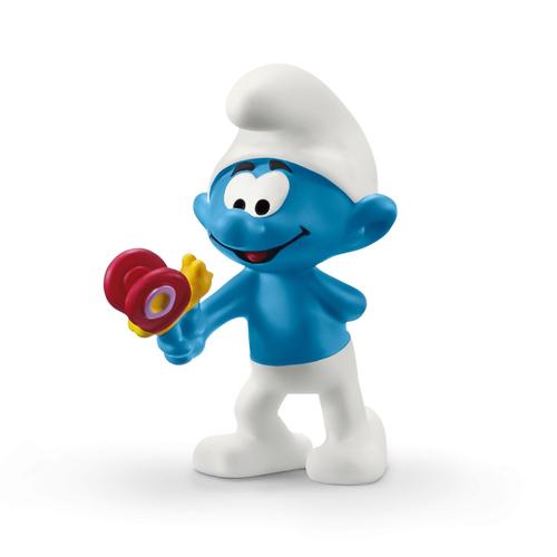 FIGURINE SCHTROUMPF SMURF schleich 20218 LE BEBE AVEC LE PAPILLON JAUNE