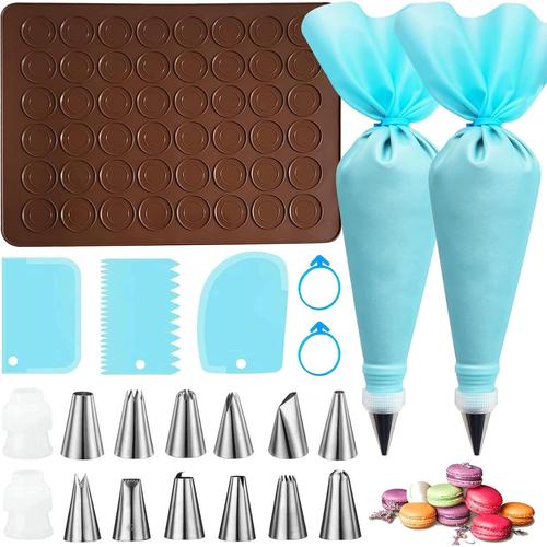 Icing Bags Home Garden Pochette Silicone Bleu Cupcake Gateau Set 14 Douilles A Patisserie Baking Accs Cake Decorating