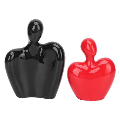 Coco Papaya Statue Abstraite Couple Amour Infini h30cm Bois Massif Brut
