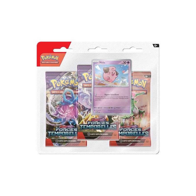 Pokémon Jcc - Écarlate Et Violet - Pack Blister De 3 Boosters Forces Temporelles Mélo Ou Motorizard (1 Booster Aléatoire)