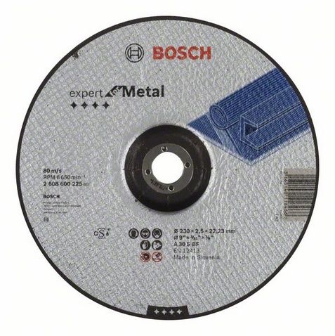 Disque EXPERT à tronçonner BOSCH à moyeu déporté Spécial métaux 230X2.5 MM - 2608600225