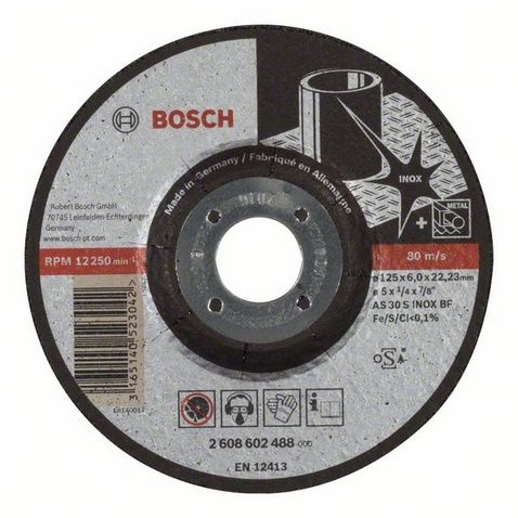 Disque à tronçonner Expert Inox BOSCH - 125 x 6.0 mm - 2608602488