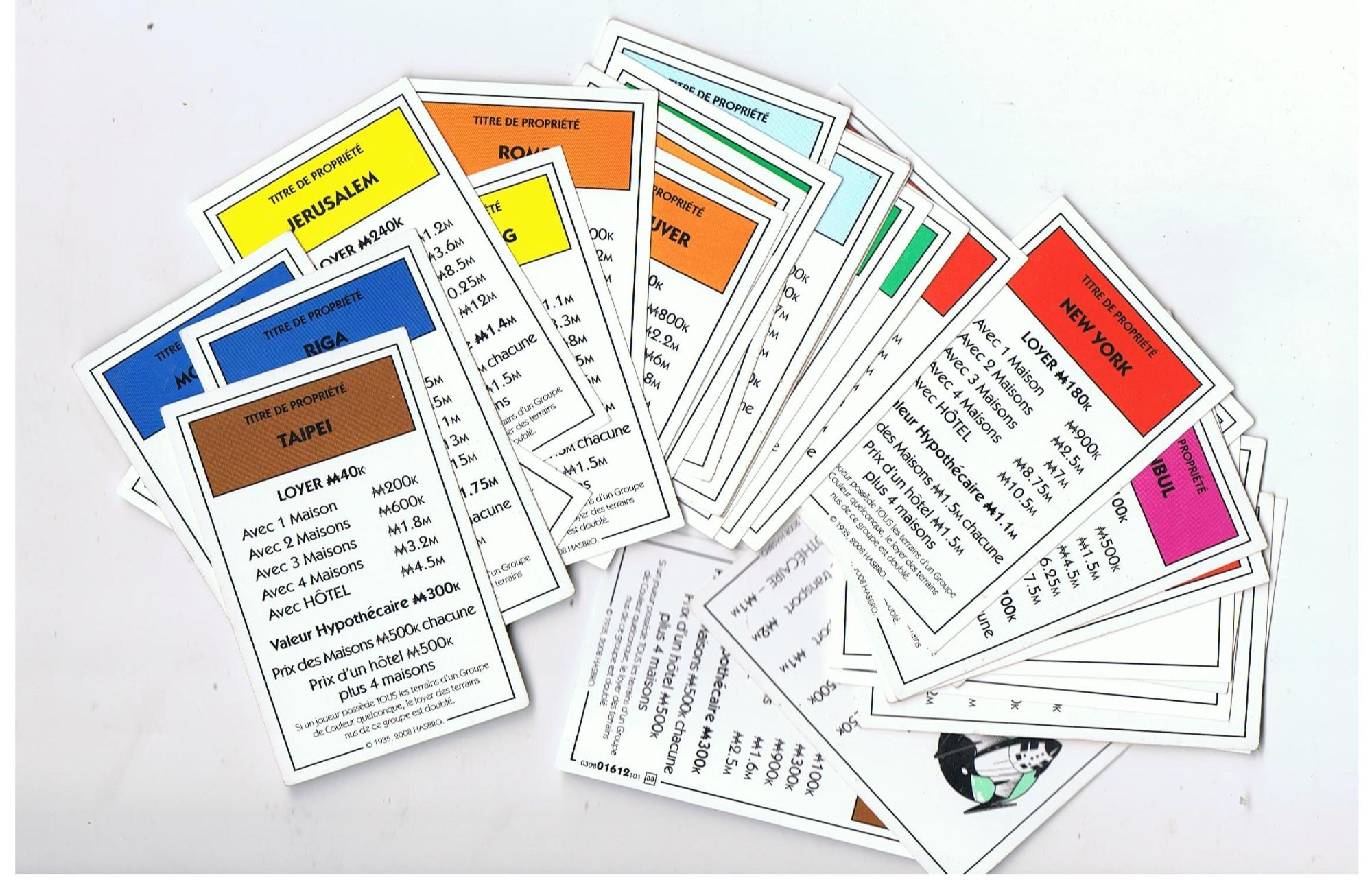 carte de propriété monopoly Lot Cartes Propriete Pour Monopoly Jeux Societe Rakuten carte de propriété monopoly