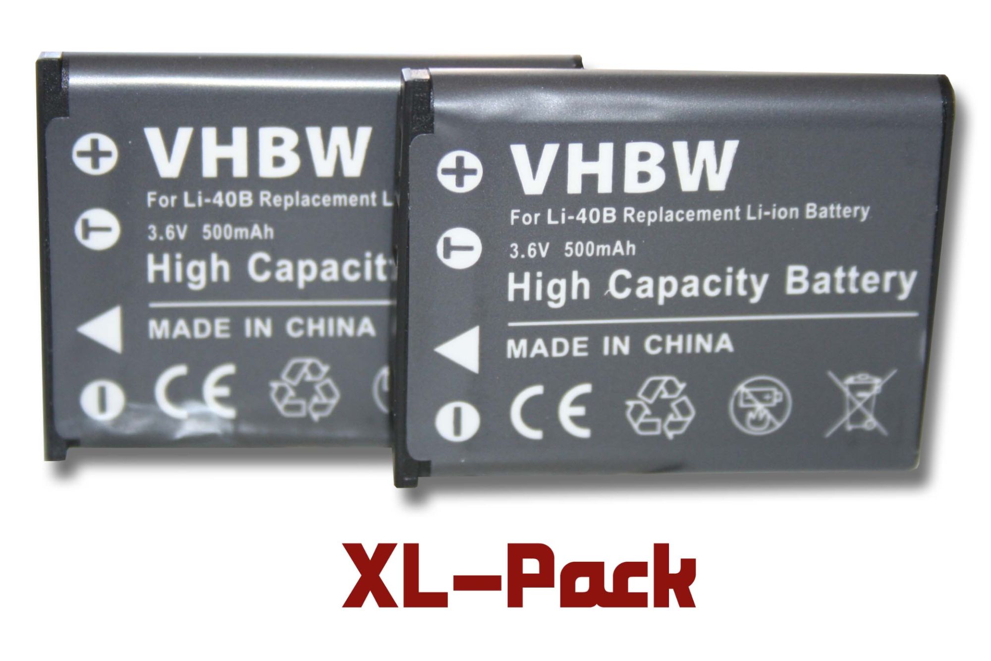 vhbw set de 2 batteries 500mAh pour appareil photo Casio Exilim EX-H5, EX-H50, EX-Z1, EX-Z2, EX-Z16, EX-Z20, EX-Z28, EX-Z270, EX-Z280, EX-Z330