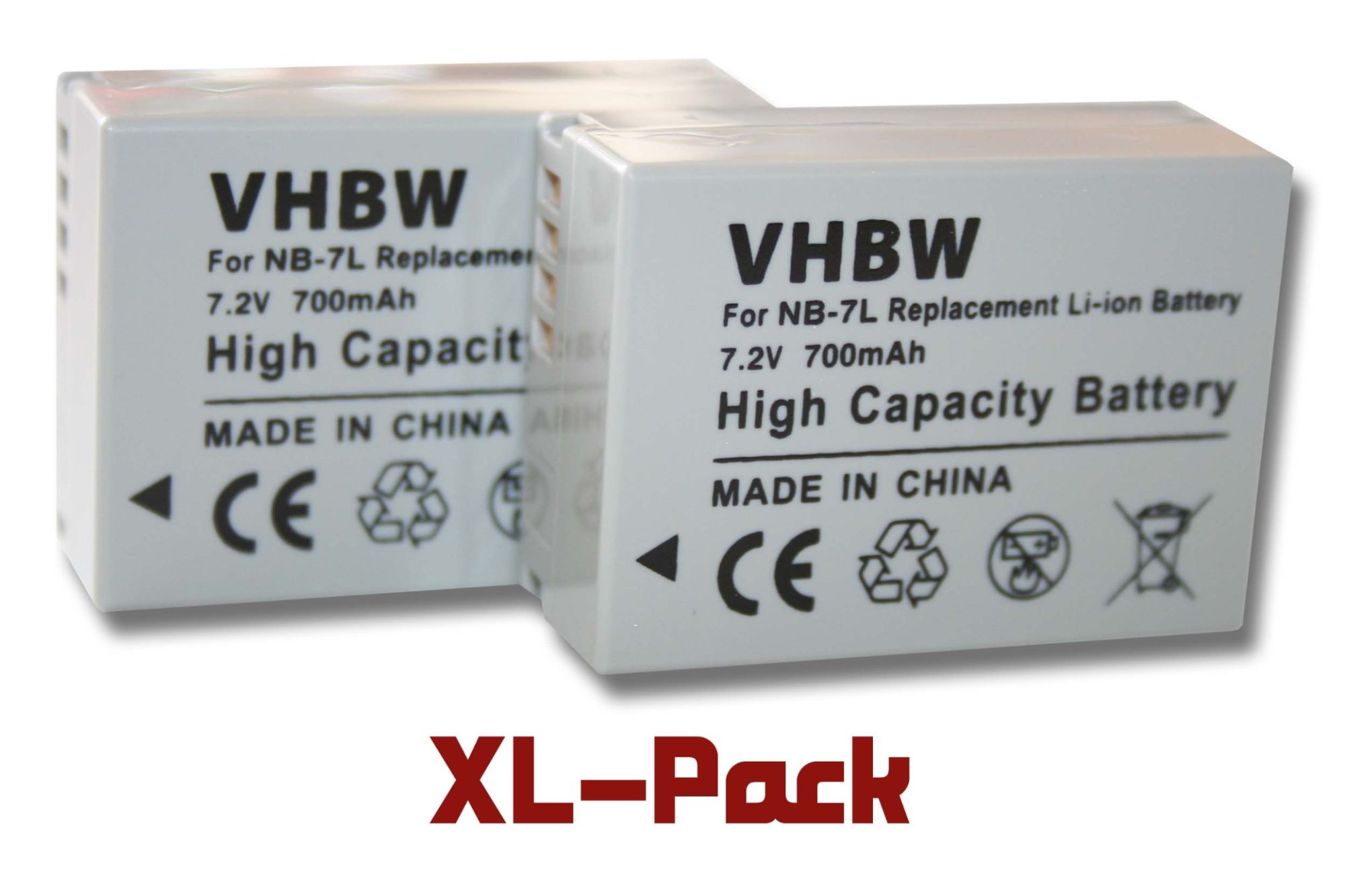 2 x batterie Li-Ion 700mAh (7.2V) pour appareil photo Canon Powershot G10, G11, G12, SX30 IS, etc. Remplace : NB-7L.