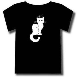 T Shirt Motif Chat Blanc Sur T Shirt Noir Rakuten