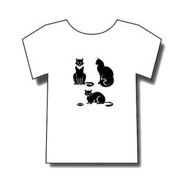 T Shirt Motif Chat Noir Dans Trois Positions Sur T Shirt Blanc Rakuten