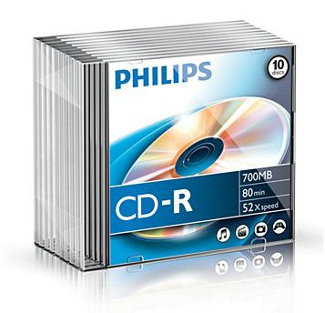 Philips 10 x CD R 700 Mo 80 min 52x boîtier CD étroit