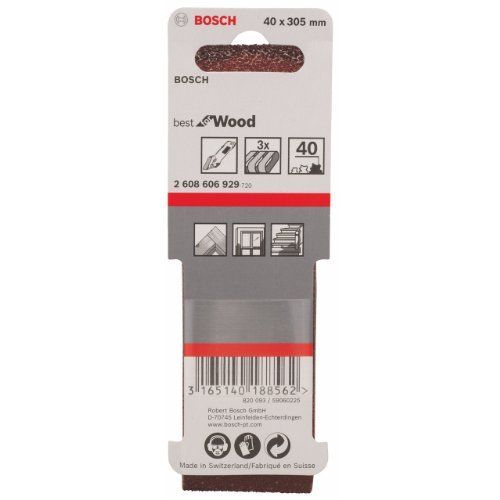 Lot de 3 Rubans abrasives Best for Wood 40x305mm Gr. 40 BOSCH 2608606929
