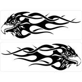 Set 2X Autocollant Sticker macbook Laptop Voiture Moto Aigle Tribal Flamme Blanc