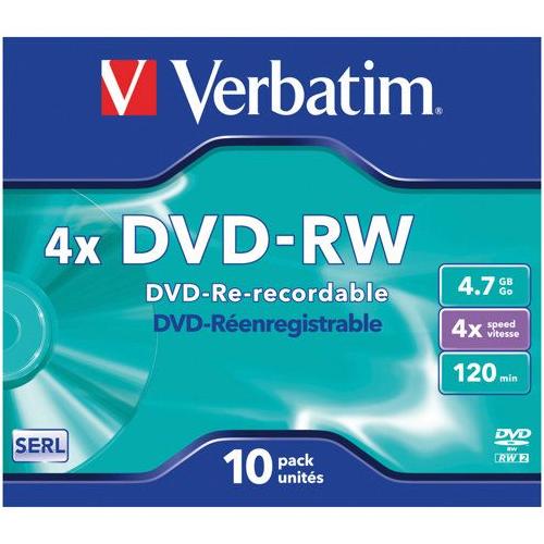 Verbatim Datalifeplus - 10 X Dvd-Rw - 4.7 Go 4X - Bo