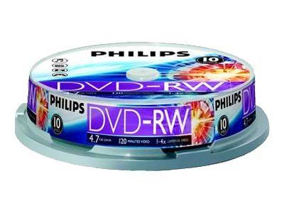 Philips DN4S4B10F 10 x DVD RW 4.7 Go 120 minutes 1x 4x spindle - vue 3