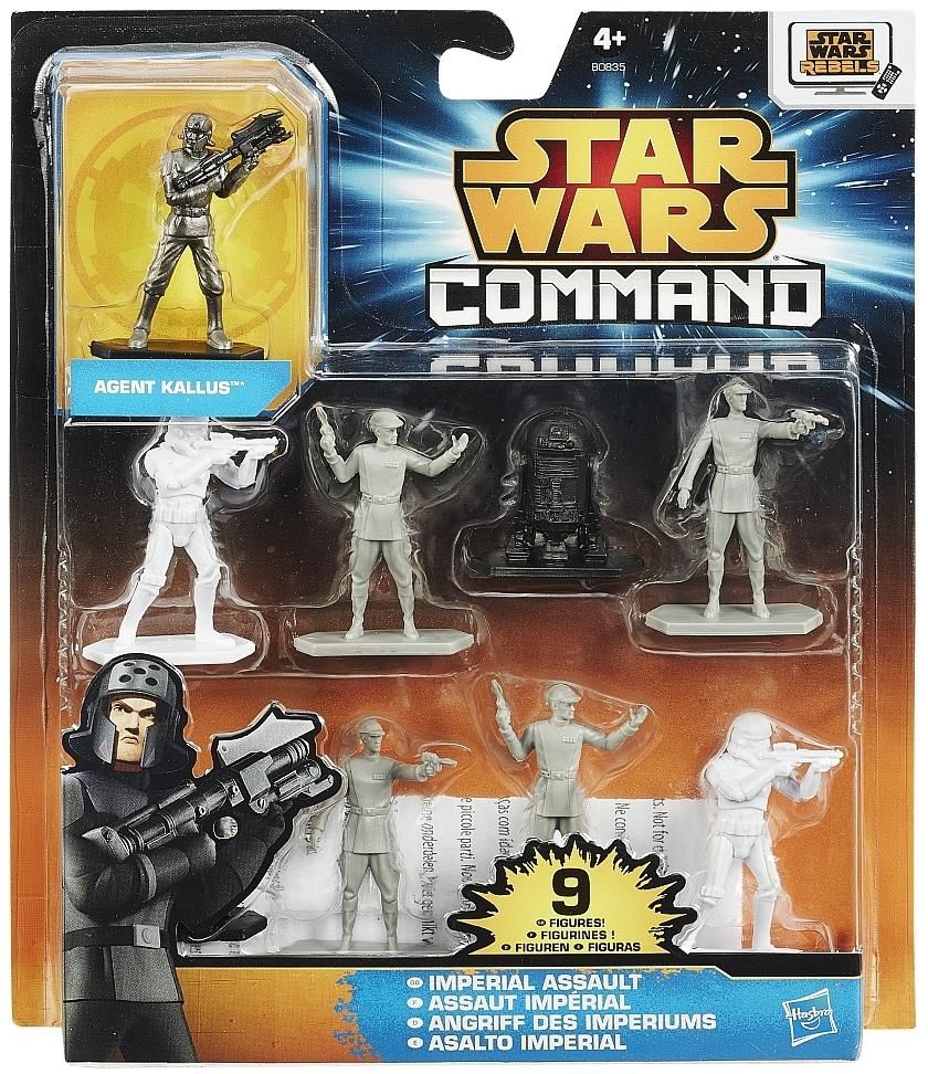 Hasbro Commande Pack Starter Un Pack De 9 Figurines Parmi Les 3 À Collectionner: Sandtrooper Strike B0832 Galactic Empire B0833 Ou Rebels Imperial Assault B0835