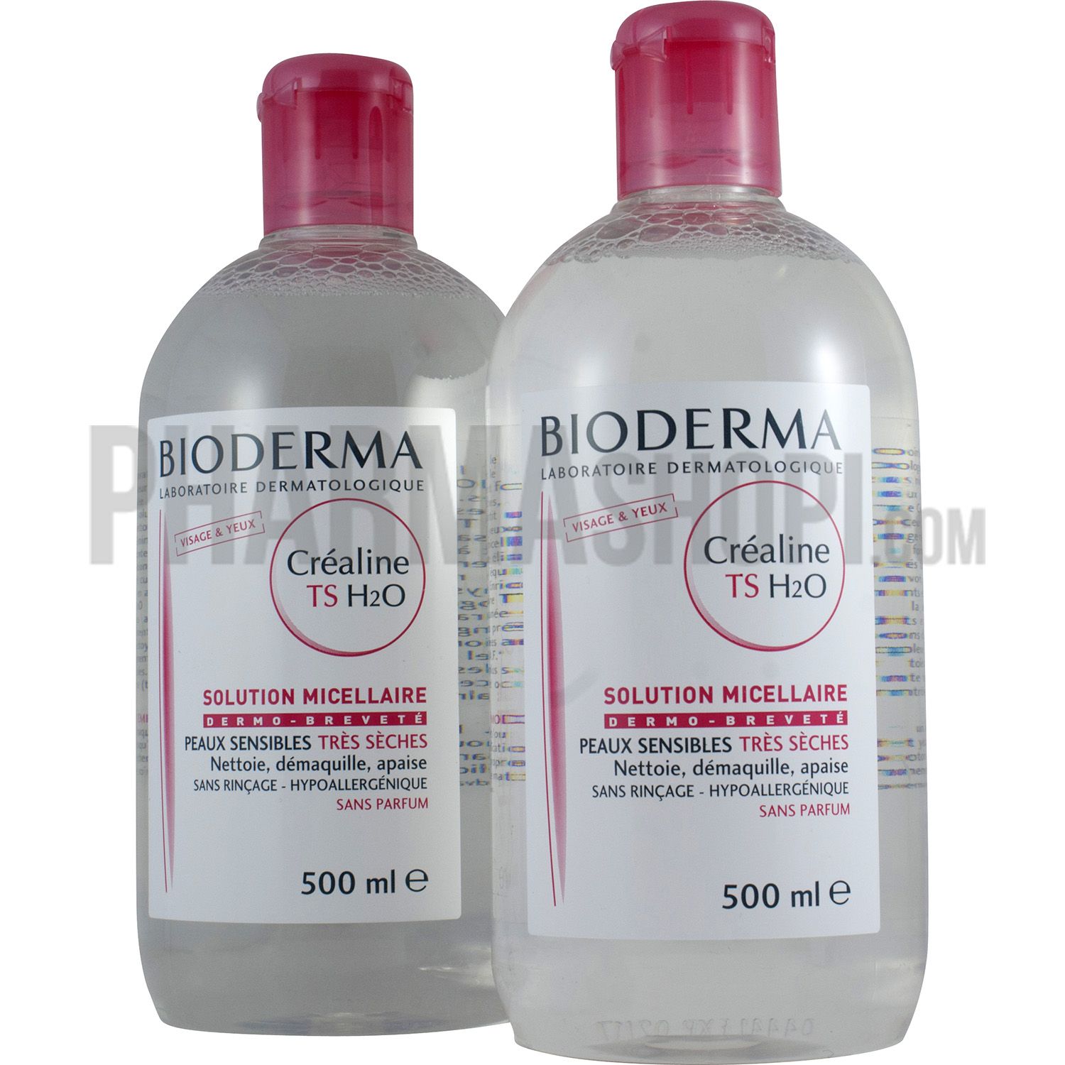 Solution Micellaire Créaline H2o Ts Bioderma Les 2 Flacons De 500 Ml