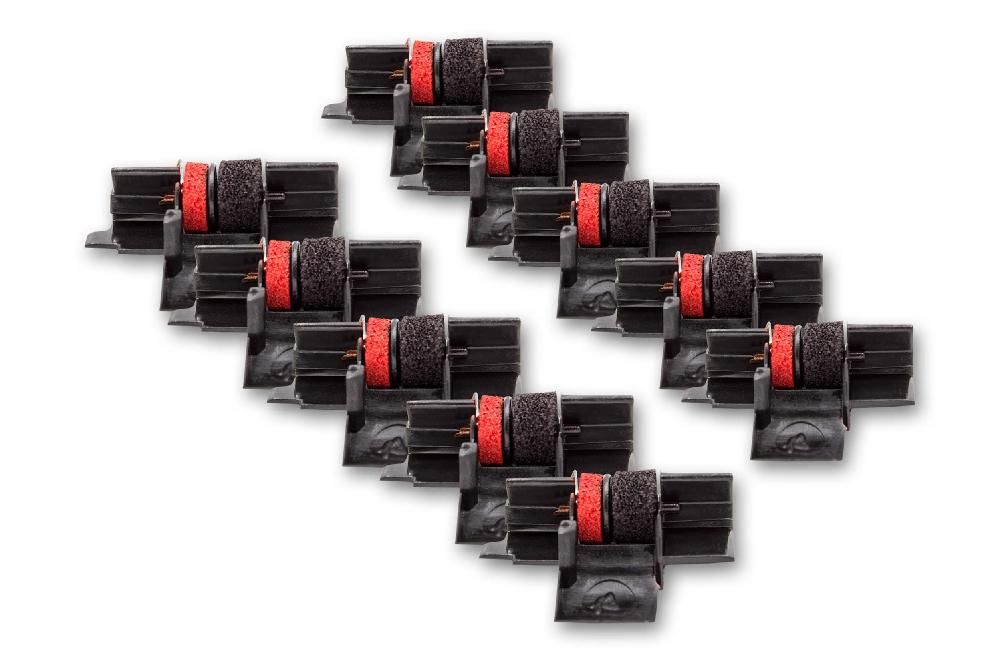 vhbw 10x Rouleaux d'encre noir-rouge compatible avec Canon P 23 D, 23 DE, 22 DH, 22 DX calculatrice de poche, caisse enregistreuse