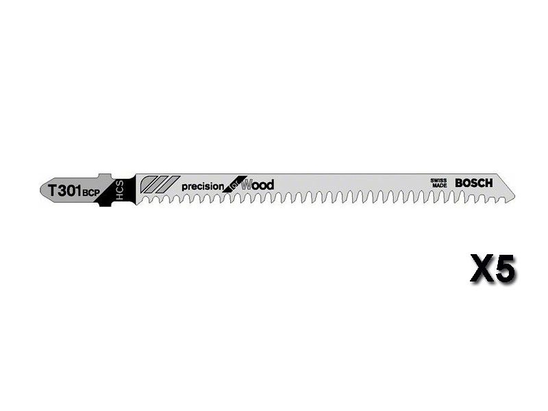 Lot de 5 Lames de scie sauteuse Precision For Wood T301BCP 117 mm BOSCH 2608633A37