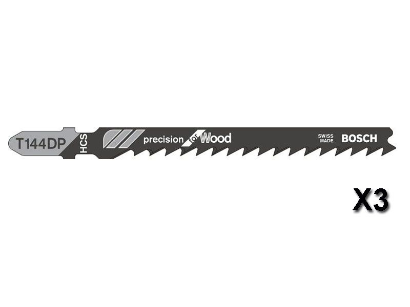 3 lames de scie sauteuse précision Bosch T144DP bois - vue 2