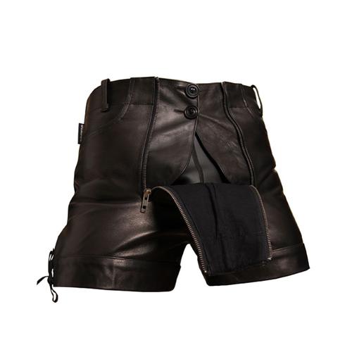 Pantalon Courts en Cuir Pantalon en Cuir pour Homme Short Bockle