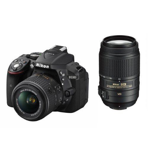 Nikon D5300 24.2 Mp Cmos Digital Slr Camera Double Zoom Lens Kit With 18-55Mm F/3.5-5.6G Ed Vr Ii + 55-300Mm F/4.5-5.6G Ed Vr - International Version (No Warranty)