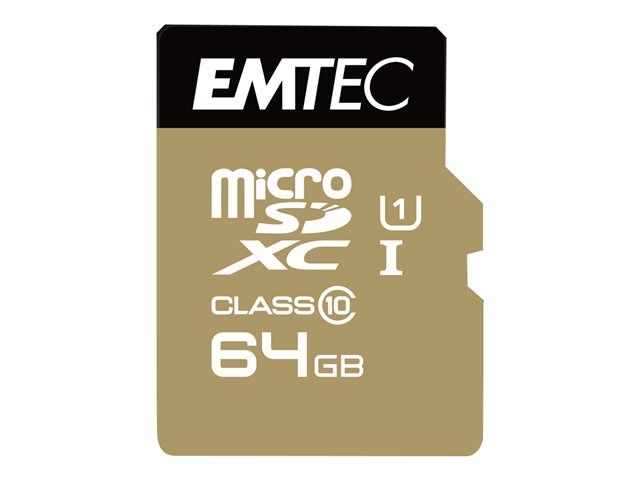 EMTEC Gold+ - Carte mémoire flash (adaptateur SD inclus(e)) - 64 Go - Class 10 - micro SD - or