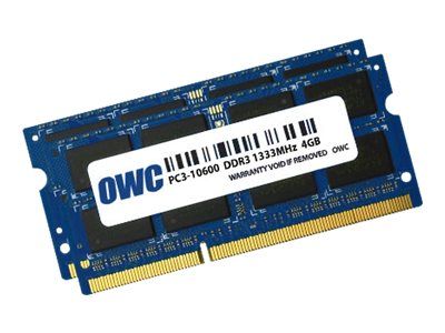 Other World Computing DDR3 kit 8 Go: 2 x 4 Go SO DIMM 204 broches 1333 MHz / PC3 10600 CL9 1.5 V mémoire sans tampon non ECC