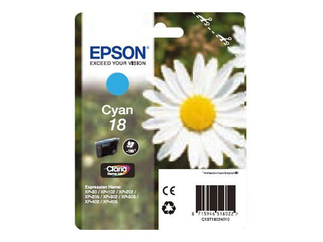 Epson 18 - Cyan - original - cartouche d'encre - pour Expression Home XP-212, 215, 225, 312, 315, 322, 325, 412, 415, 422, 425