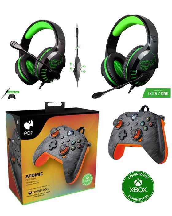 Casque PC Gamer PRO H3 SPIRIT OF GAMER XBOX ONE/S/X/PC + Manette XBOX ONE-S-X-PC Filaire ATOMIC CARBON Noire orange Officielle