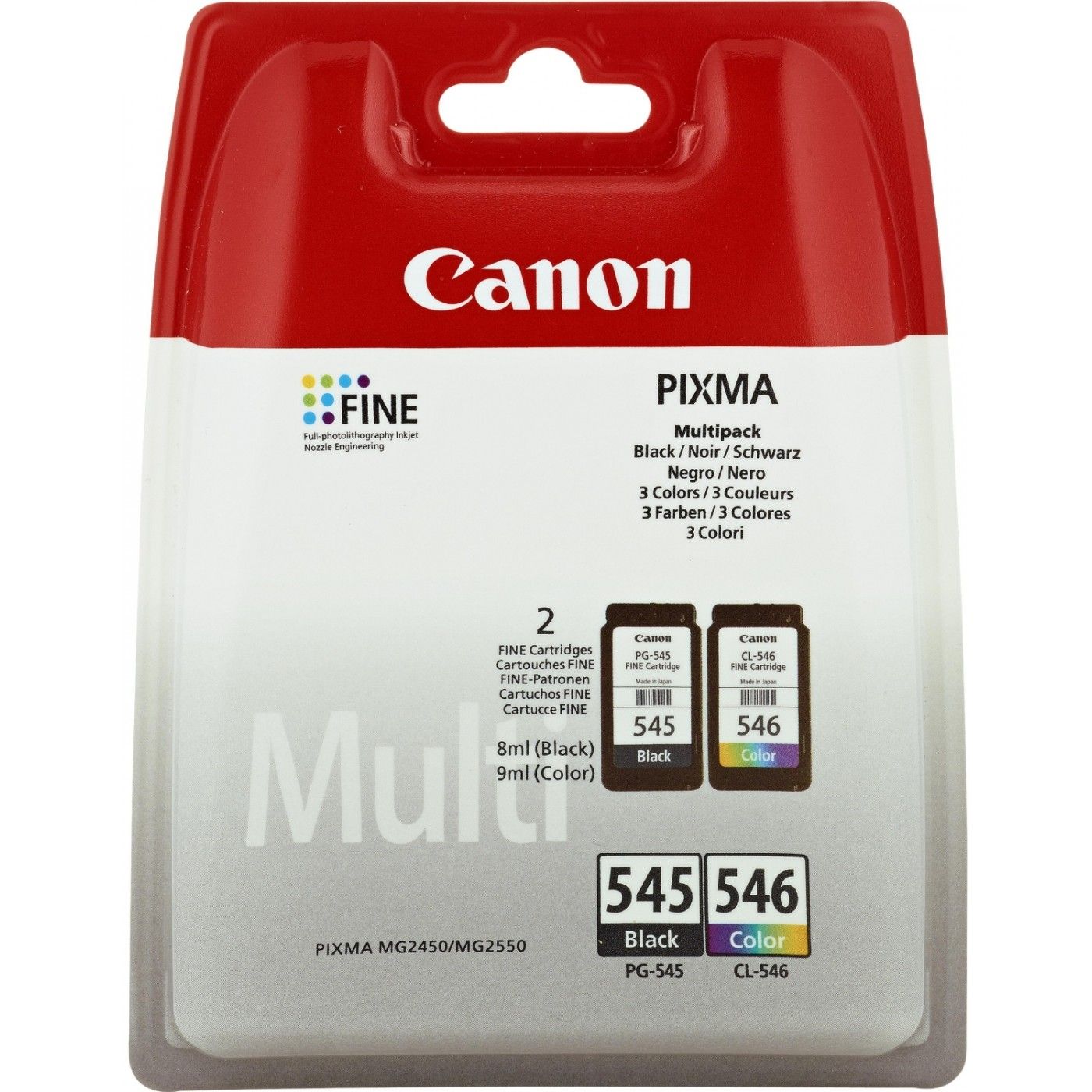 Canon 545 / CL-546 Multipack - Pack de 2 cartouches d'encre originales - noir, couleurs (cyan, magenta, jaune)