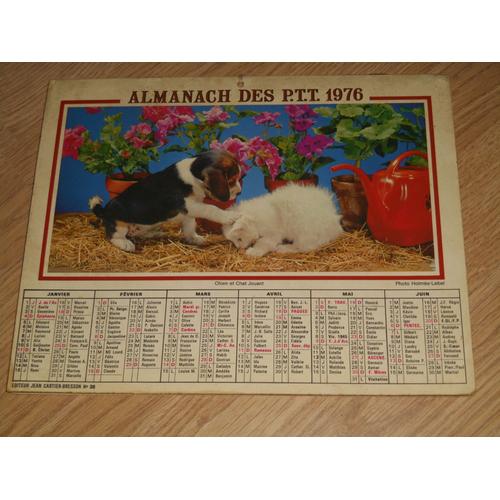 Almanach Des Ptt 1976 Dordogne Bouches Du Rhone Chien Et Chat Lionceau Rakuten