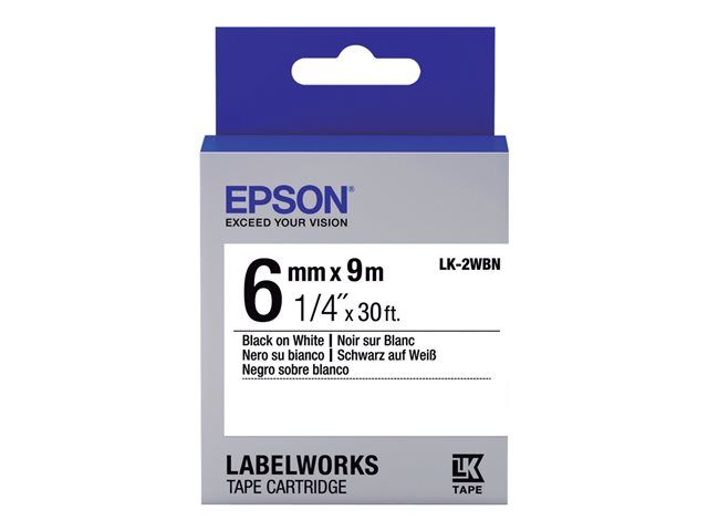 Epson LabelWorks LK 2WBN Bande d'étiquettes sur Rouleau 0 6 cm x 9 1 rouleau x pour LabelWorks LW 1000 LW 300 LW 400 LW 600 LW 700 LW 900 LW K400 LW Z700 LW Z900
