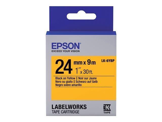 Epson LabelWorks LK 6YBP Bande d'étiquettes sur jaune Rouleau 2 4 cm x 9 1 rouleau x pour LabelWorks LW LW LW 700 LW LW Z700FK LW Z900FK