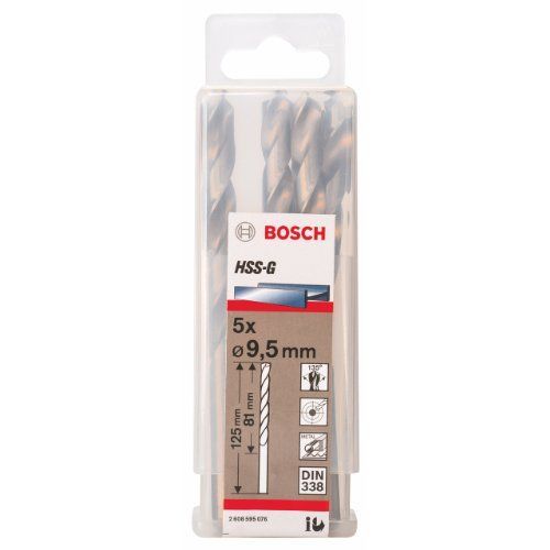 Forets à métaux HSSG standard, DIN 338 9,5 x 81 x 125 mm 5pc