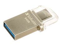 Verbatim Store 'n' Go OTG Micro Drive - Clé USB - USB 3.0 / micro USB - métal argenté