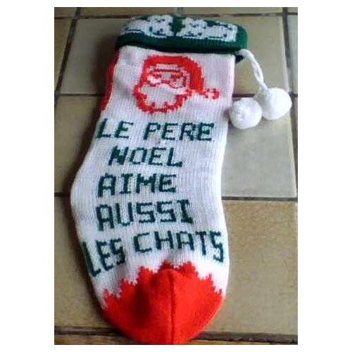 Chaussette De Noel Pour Chat Rare Le Pere Noel Aime Aussi Les Chats 29x11cm Environ Prevue Etre Suspendue Et Y Mettre Une Boite Chat Blanc Vert Rouge Rakuten