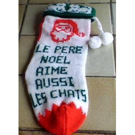 Chaussette De Noel Pour Chat Rare Le Pere Noel Aime Aussi Les Chats 29x11cm Environ Prevue Etre Suspendue Et Y Mettre Une Boite Chat Blanc Vert Rouge Rakuten