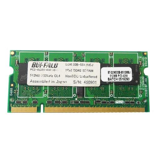 512Mo Ram Pc Portable Sodimm Buffalo D2N533B-S512Mbj Ddr2 Pc2-4200S 533Mhz Cl4