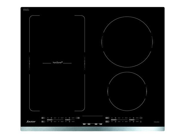 Sauter SPI4664X Table de cuisson à induction 4 plaques de cuisson Niche largeur : 56 cm profondeur : 49 cm avec garnitures en acier inoxydable