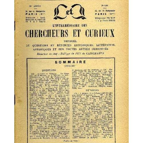 L Intermediaire Des Chercheurs Et Curieux N 171 Questions 513 Citation De Voltaire Le Francais Est La Moitie A Preciser 513 Descendance De Guy De Maupassant 514 Le Rakuten