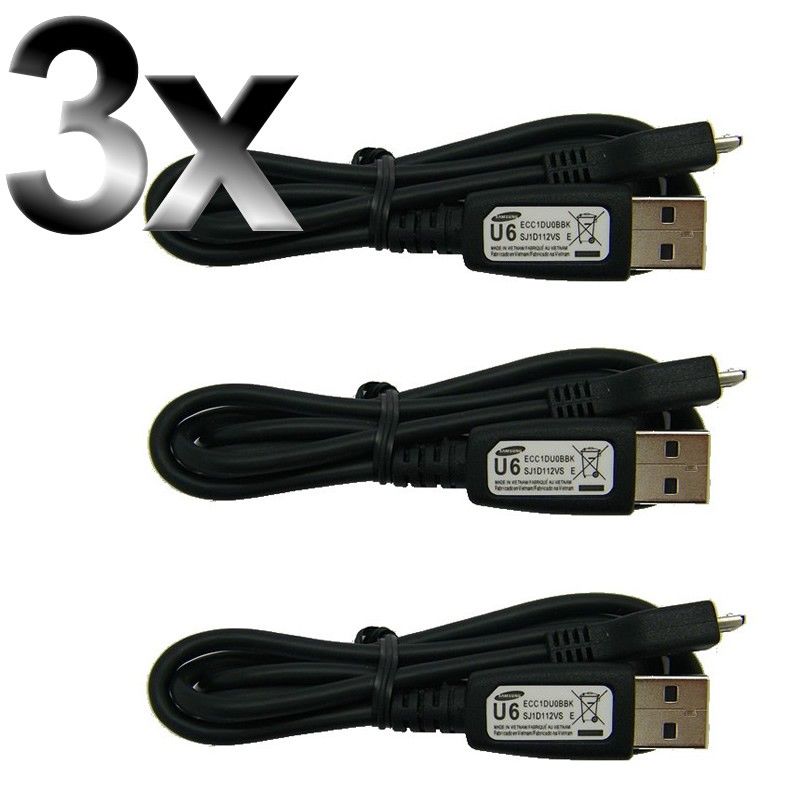 Lot de 3 C�âble d'origine ECC1DU0BBK Micro USB U6 Pour Samsung Galaxy S6 Tab Note