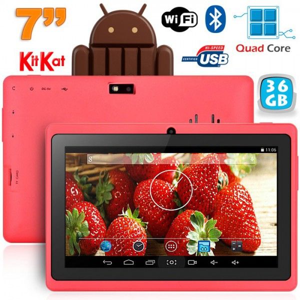 Tablette Tactile 7 Pouces Quad Core Bluetooth 1Go Ram Android Lollipop 40Go Rose - YONIS