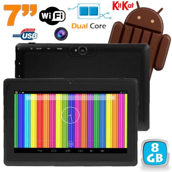 Tablette Tactile Android 4.4 Kitkat 7 Pouces Dual Core Dual Cam Flash Noire 8Go - YONIS