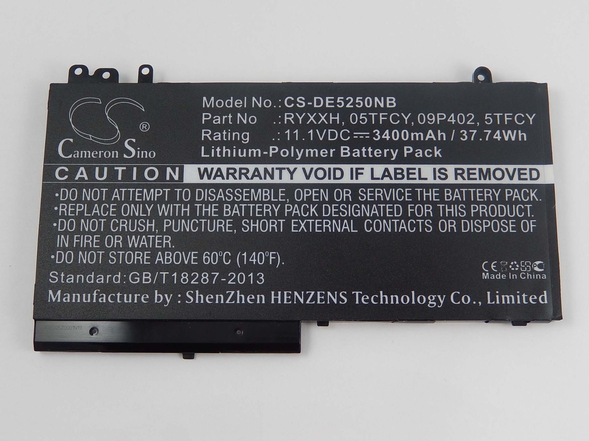 vhbw Li-Polymer Batterie 3400mAh (11.1V) pour ordinateur portable, Notebook Dell Latitude 12 5000, 12 E5250 comme RYXXH, 05TFCY, 09P402, 5TFCY.