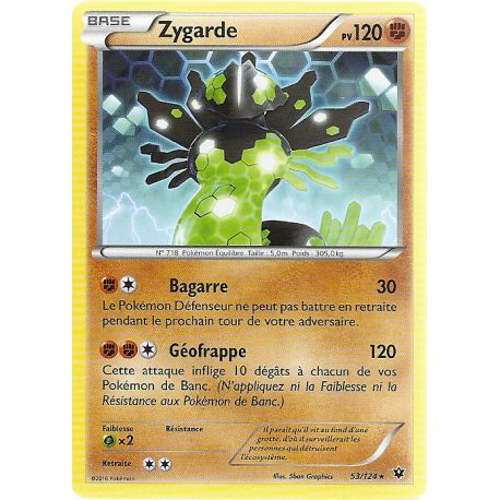 Carte Pokemon - Zygarde - Pv 120 - 53/124 - Rare - Vf