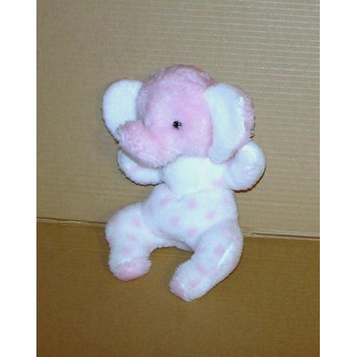 Elephant Rose Bebe En Salopette Blanche A Pois Rose Doudou Peluche Nounours Ajena Vintage 24cm Rakuten