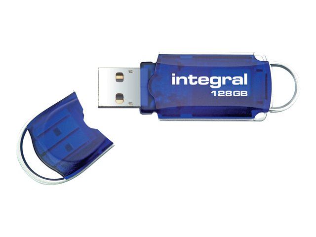 Integral Courier - Clé USB - 128 Go - USB 2.0 - bleu transparent
