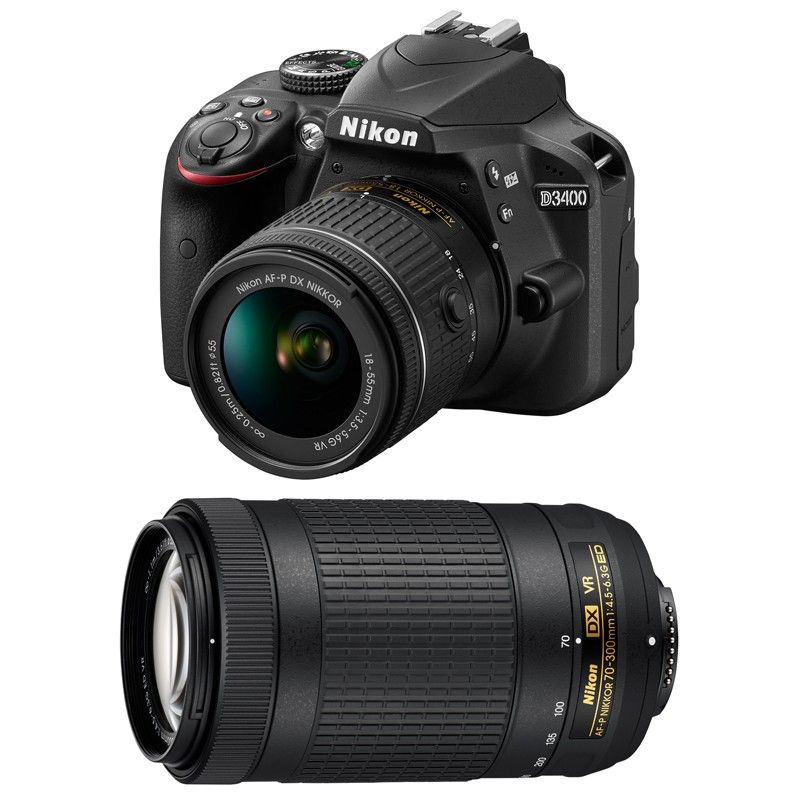 Nikon D3400 avec Objectif 18 55mm + 70 300mm - vue 2